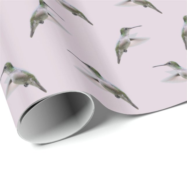 Hummingbird Frenzy Wrapping Paper (Dusty Pink) Geschenkpapier (Rolleneckpunkt)