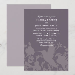 Hummingbird Garden Plum Elegante Hochzeitsfeier Ei Einladung