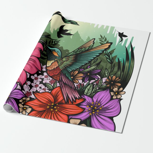 Hummingbird Garten Geschenkpapier (Ungerollt)