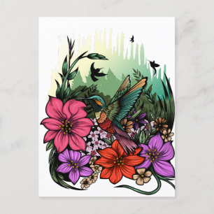Hummingbird Garten Postkarte