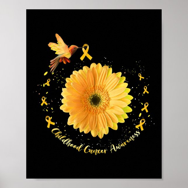 Hummingbird Gelbe Sonnenblume Kinderkrebs Krieg Poster (Vorne)