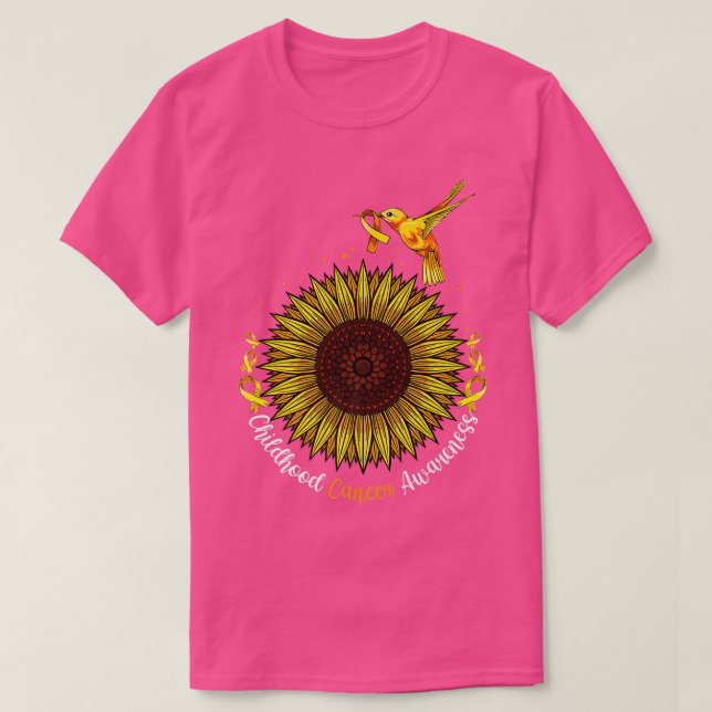 Hummingbird Gelbe Sonnenblume Kinderkrebs Krieg T-Shirt (Design vorne)