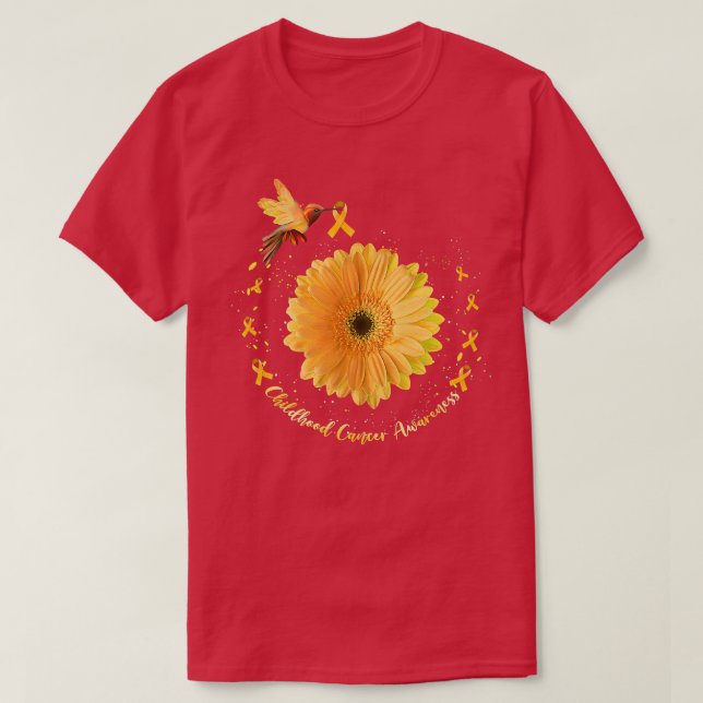 Hummingbird Gelbe Sonnenblume Kinderkrebs Krieg T-Shirt (Design vorne)