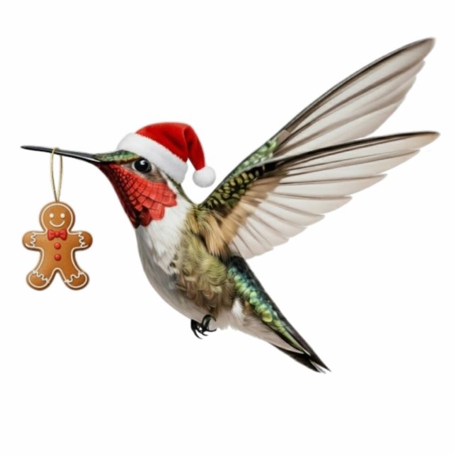 Hummingbird & Gingerbread Man Christmas Ornament Fotoskulptur Ornament (Vorne)