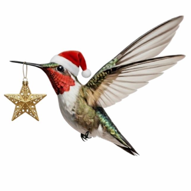 Hummingbird & Gold Star Bird Christmas Ornament Fotoskulptur Ornament (Vorne)