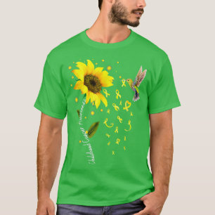 Hummingbird Gold Sunflower Ribbon Kinderkrebs T-Shirt