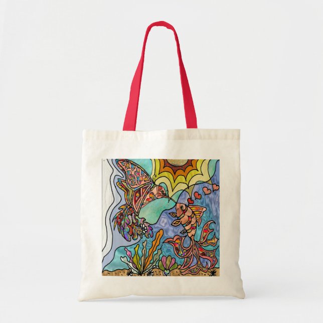 Hummingbird Goldfish Reflection Fantasy Tote Bag Tragetasche (Vorne)