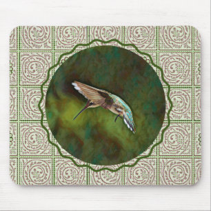 Hummingbird Green Art Mouse Pad Mousepad