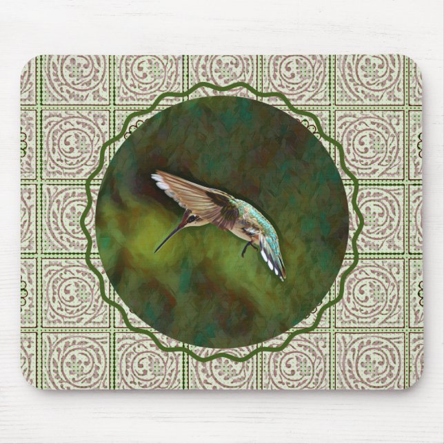 Hummingbird Green Art Mouse Pad Mousepad (Vorne)