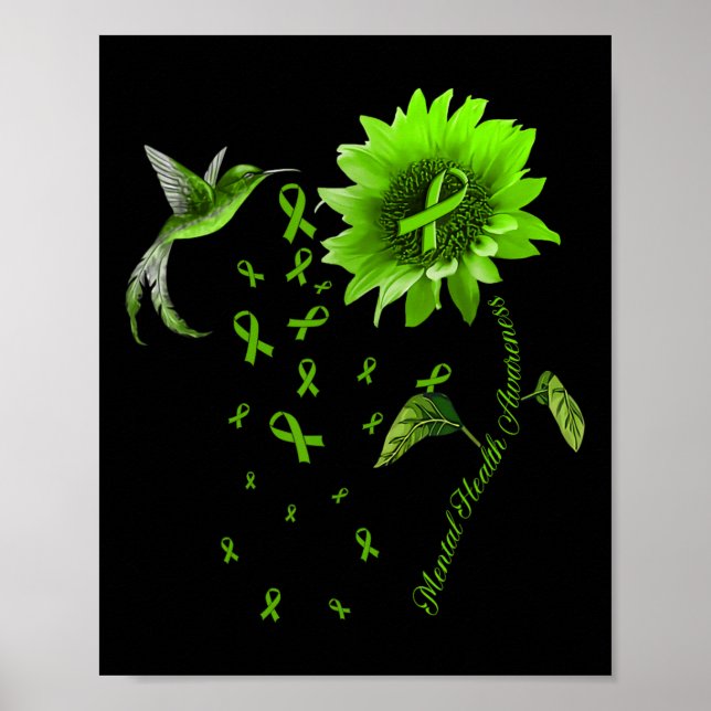 Hummingbird Green Ribbon Mental Health Awareness Poster (Vorne)