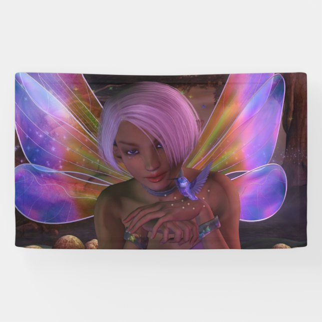 Hummingbird Guardian Fairy Fantasy Art Banner (Horizontal)