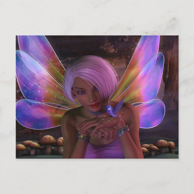 Hummingbird Guardian Fairy Fantasy Art Postkarte (Vorderseite)