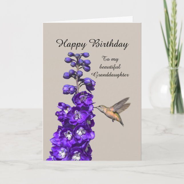 Hummingbird Happy Birthday Grandtochter Karte (Vorderseite)