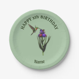 Hummingbird Happy Birthday Personalisiert Pappteller