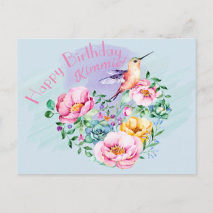 Hummingbird Happy Birthday Postkarte