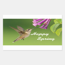 Hummingbird Happy Spring Rechteckiger Aufkleber