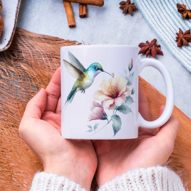 Hummingbird Harmonie mit Eleganter Hibiskus Kaffeetasse (Von Creator hochgeladen)