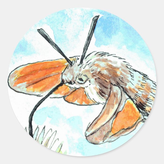 Hummingbird Hawk Moth Painting Runder Aufkleber (Vorderseite)
