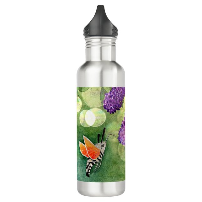 Hummingbird Hawk Moth und Lilacs Edelstahlflasche (Links)
