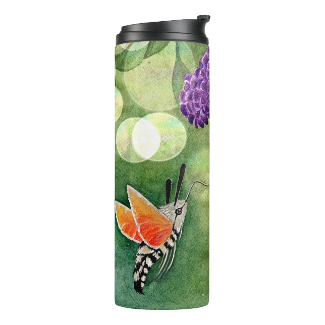 Hummingbird Hawk Moth und Lilacs Thermosbecher (Nach links gedreht)