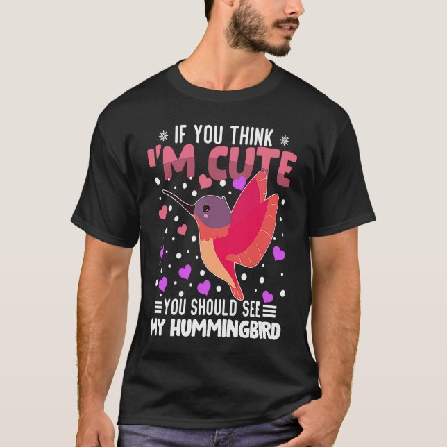 Hummingbird Heart Valentine's Day Animal For Women T-Shirt (Vorderseite)