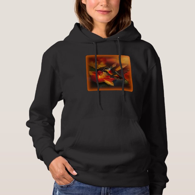 Hummingbird Hibiscus Flower Morning Sunrise Nature Hoodie (Vorderseite)