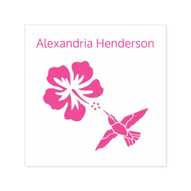 Hummingbird Hibisken Name Monogram Permastempel (Design)