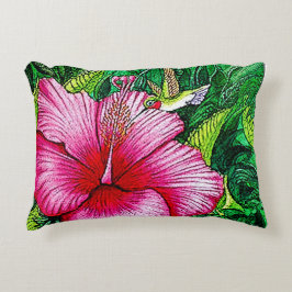 Hummingbird Hibiskus Aquarellbilder Dekokissen