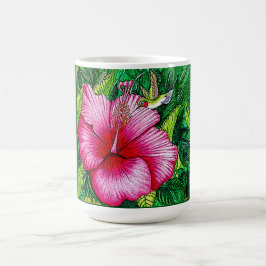 Hummingbird Hibiskus Aquarellbilder Kaffeetasse
