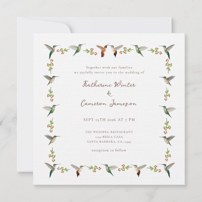 Hummingbird-Hochzeitseinladung (Vorderseite)
