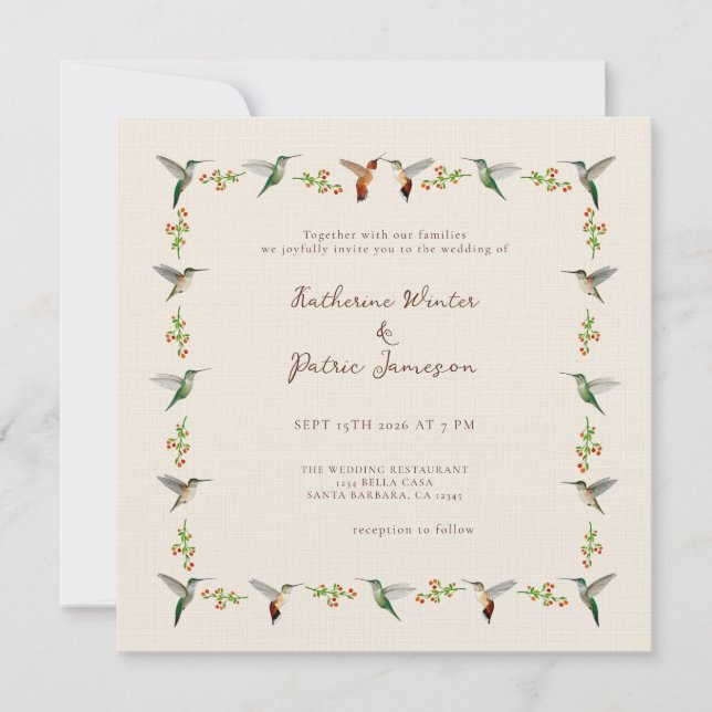 Hummingbird-Hochzeitseinladung (Vorderseite)