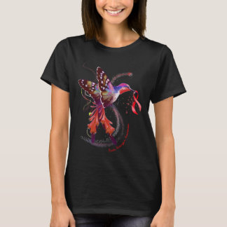Hummingbird Hold Burgundy Ribbon Brain Aneurysm Aw T-Shirt