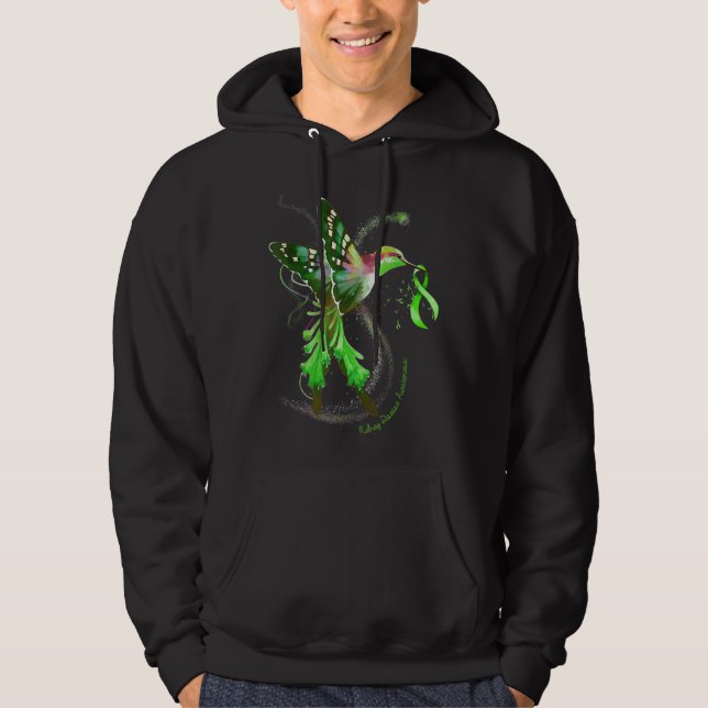 Hummingbird Hold Green Ribbon Niere Disease Aware Hoodie (Vorderseite)