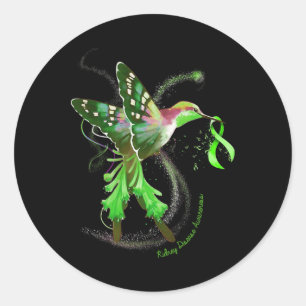 Hummingbird Hold Green Ribbon Niere Disease Aware Runder Aufkleber