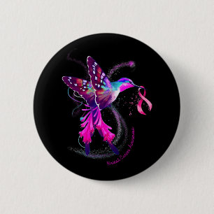 Hummingbird Hold Pink Ribbon Brustkrebs Awarene Button