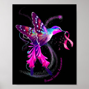 Hummingbird Hold Pink Ribbon Brustkrebs Awarene Poster