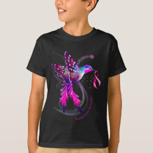 Hummingbird Hold Pink Ribbon Brustkrebs Awarene T-Shirt