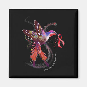 Hummingbird Holding Burgund Ribbon Brain Aneurysm Magnet