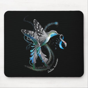 Hummingbird Holding Gray Blue Ribbon T1d Diabetes Mousepad