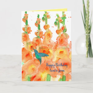 Hummingbird Hollyhocks Frohe Geburtstagsnacht Karte