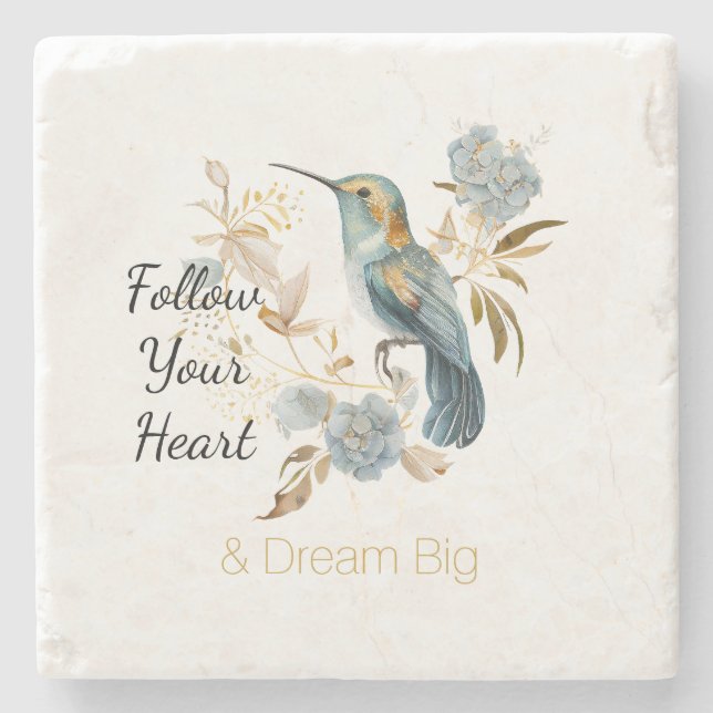Hummingbird Hortensien Blumen Hochzeit Steinuntersetzer (Vorderseite)