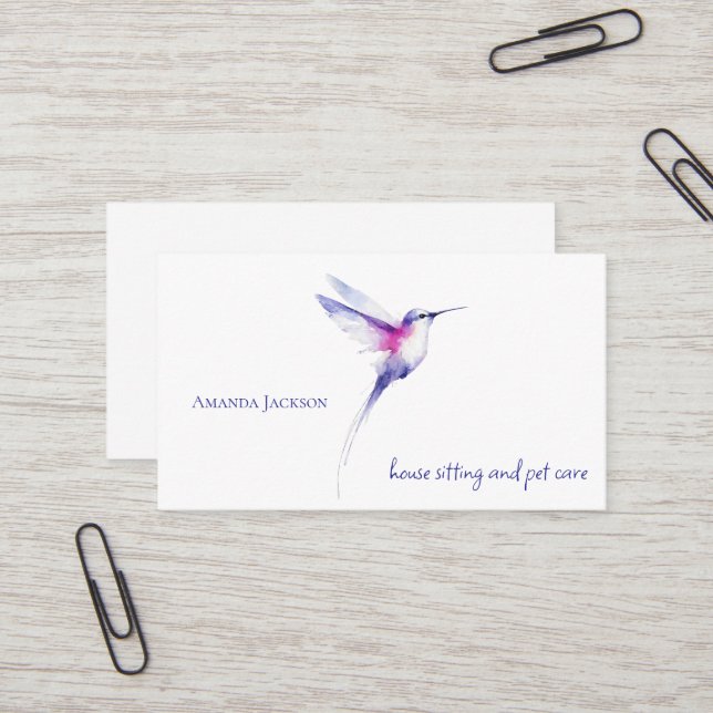 Hummingbird House Sitting Pet Sitting Cards Visitenkarte (Vorderseite/Rückseite Beispiel)