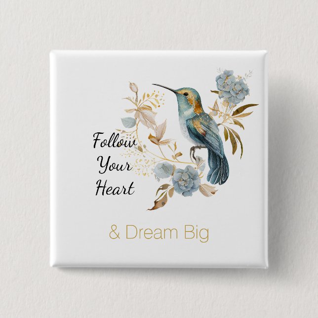 Hummingbird Hydrangea Flowers   Button (Vorderseite)