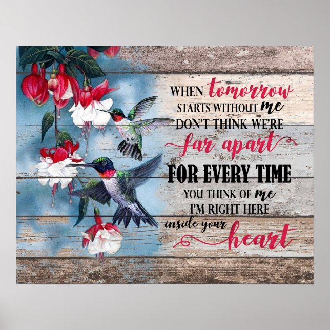 Hummingbird Ich bin hier in Ihrem Heart Memorial Poster (Vorne)