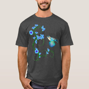 Hummingbird im Blumengarten des Morgens T-Shirt