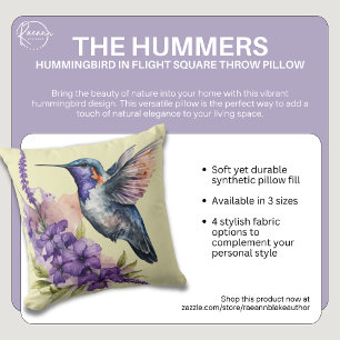 Hummingbird im Flight Square Throw Kissen