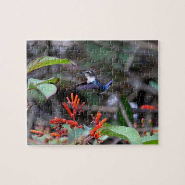 Hummingbird im Flight und in den Roten Blume Puzzle (Horizontal)