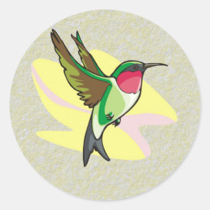 Hummingbird im Flug mit texturiertem Hintergrund Runder Aufkleber