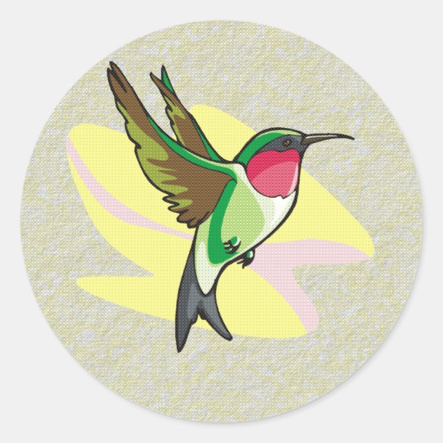 Hummingbird im Flug mit texturiertem Hintergrund Runder Aufkleber (Vorderseite)