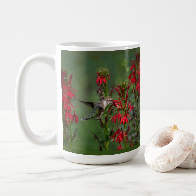 Hummingbird im Kardinal Blume Kaffeetasse (Mit Donut)